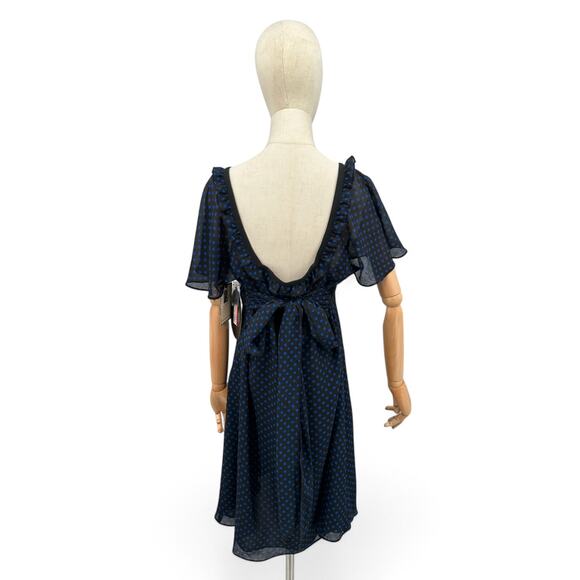 Alice Temperley for Target GO Dress Black Blue Polka Dot Flutter Sleeve Sz 15 - Picture 2 of 9